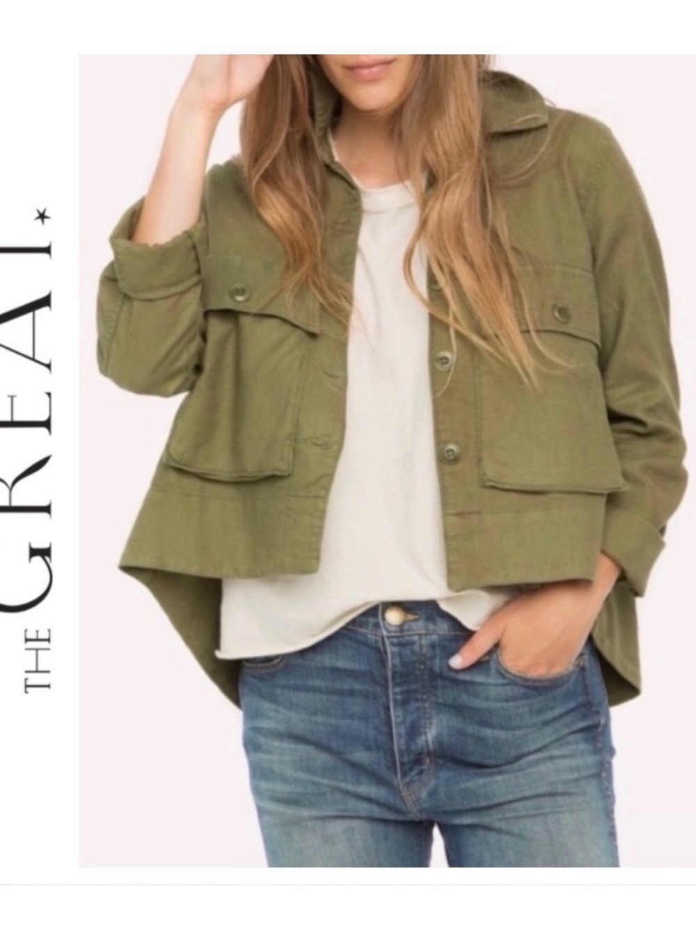 THE GREAT. Olive Utility Crop Jacket - Women's